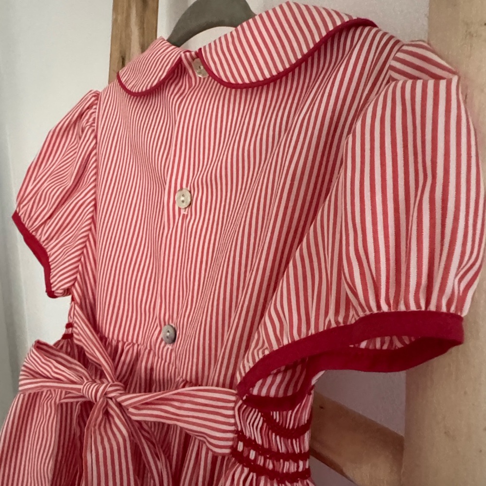 Lallie Alexis Red and White Striped Smocked Dress - Picture 10 of 11